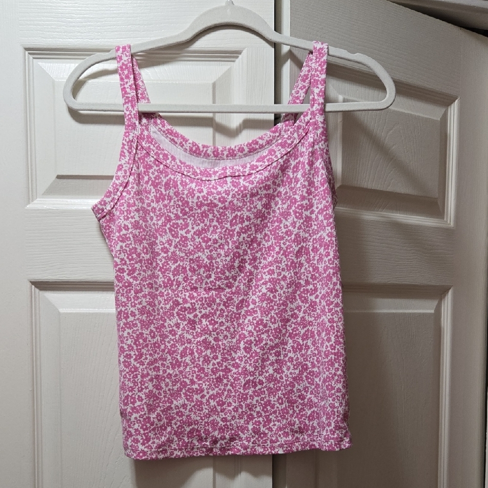Old Navy Pink and White Floral Tank Top